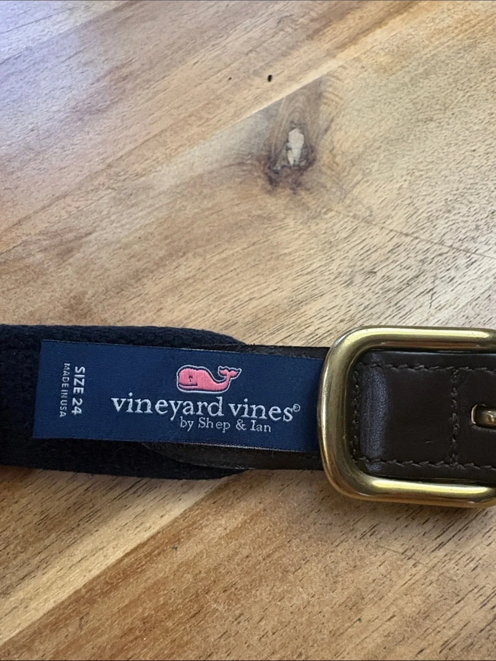 Vineyard Vines Royal Blue Kids Belt with Brown Leather Trim